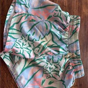 adidas Pink and Green Athletic Shorts with Elastic Waistband